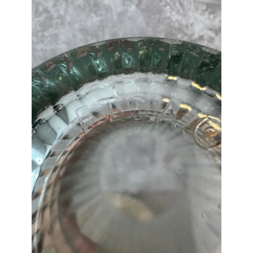 Vintage 1986 FTDA Clear Ribbed Glass Flower Vase Scalloped Rim 9 In Heavy Decor